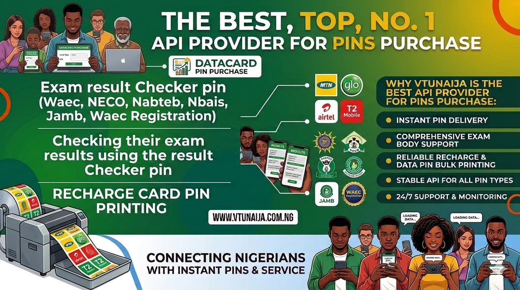 Best Exam Result Checker PIN, Airtime-Pin and Data-Card API Nigeria best exam pin recharge card data card api nigeria